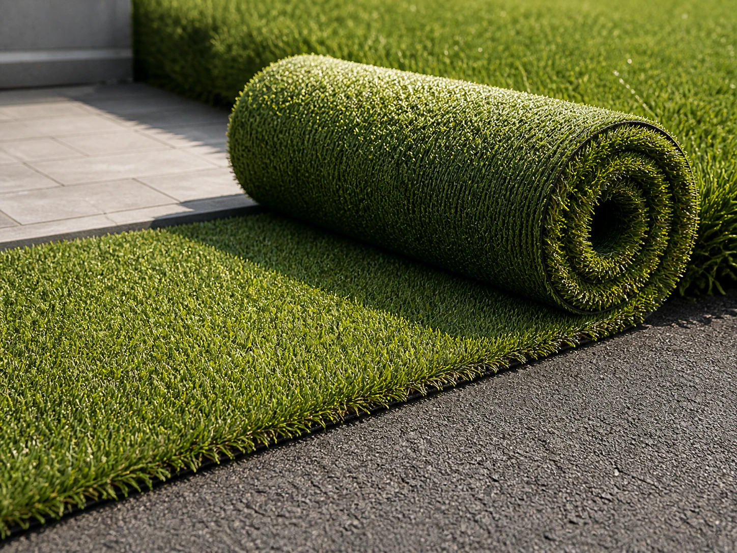Clean renovated patio with artificial turf